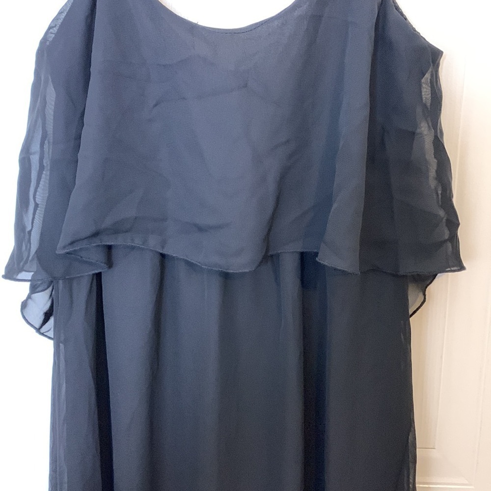 NWT Wet Seal black maxi dress with a chiffon overlay size medium - Picture 3 of 7